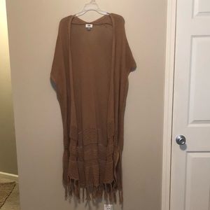 OLD NAVY Brown Midi Vest with Fringe